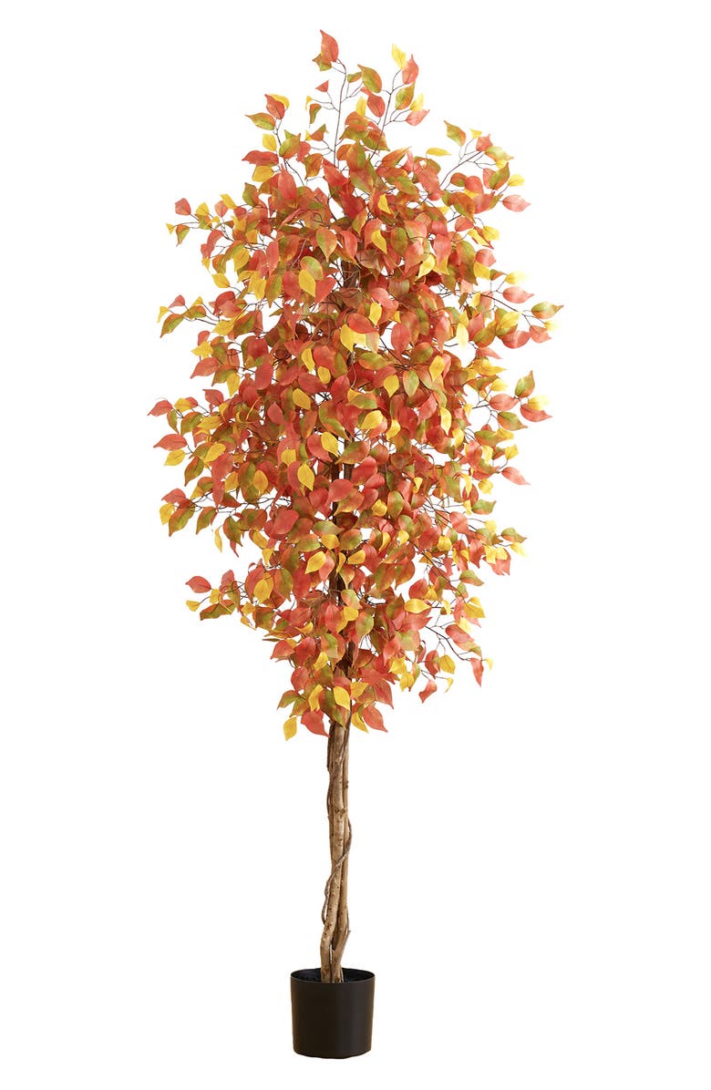 NEARLY NATURAL 7FT Autumn Ficus Artificial Tree, Main, color, Orange