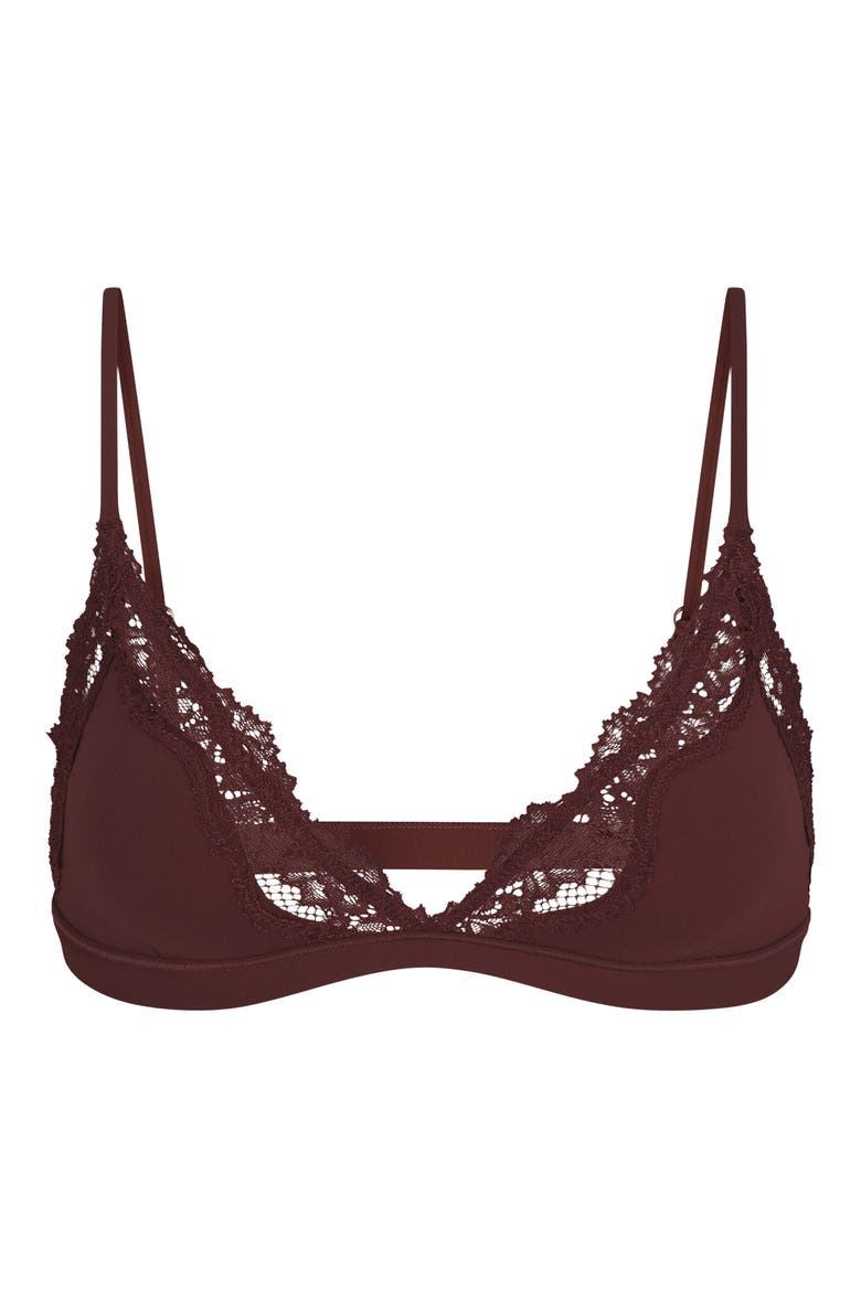 Fits Everybody Corded Lace Triangle Bralette, Alternate, color, COCOA