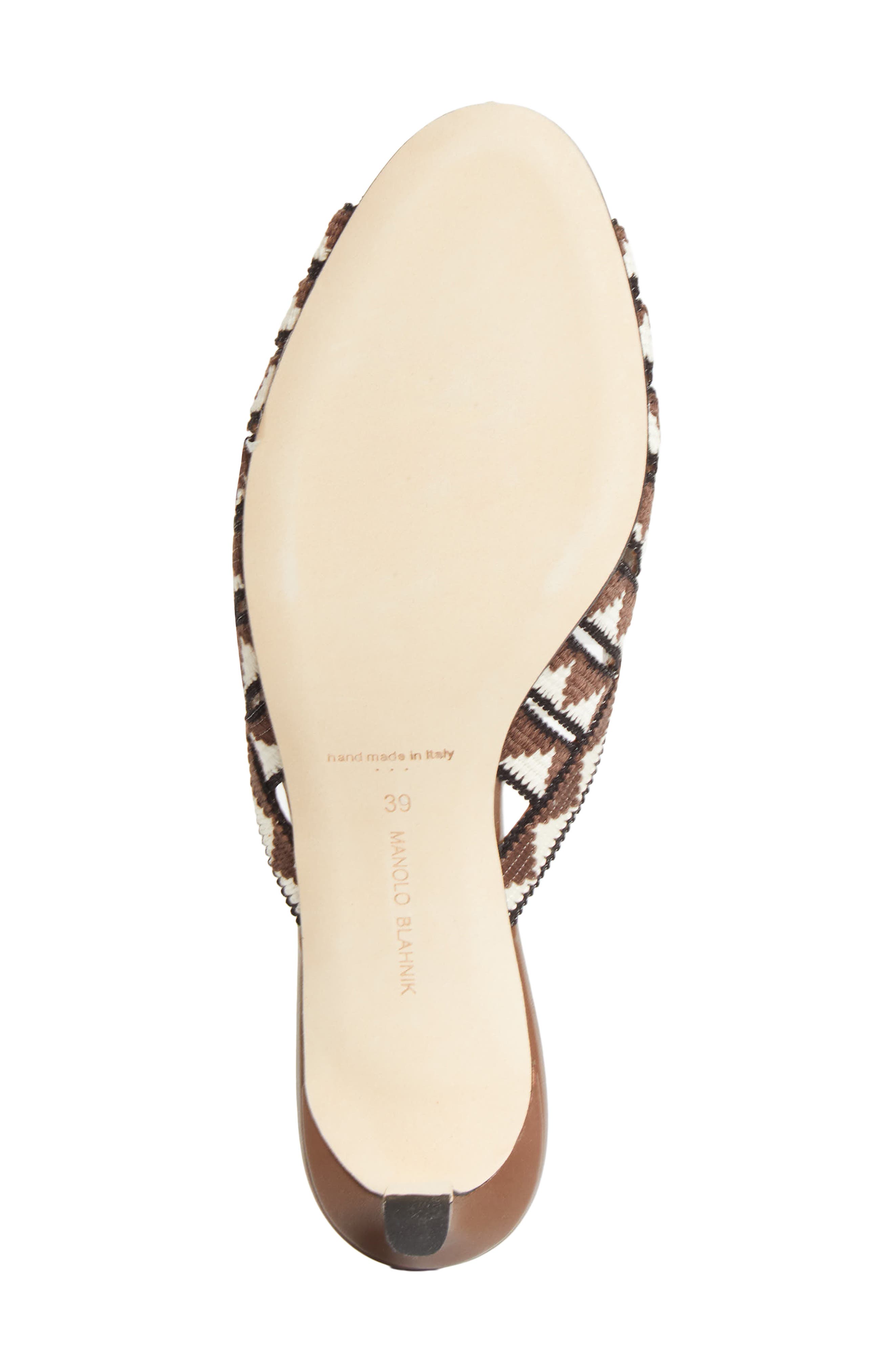 Manolo Blahnik Trofesamu Slide Sandal, Alternate, color, Brown/ Cream