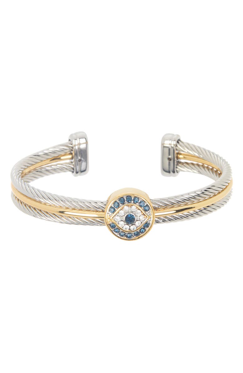 Juvell Twisted Cable CZ Evil Eye Bracelet, Main, color,