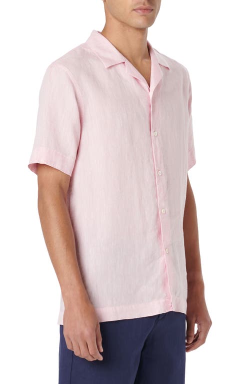 Bugatchi Linen Camp Shirt In Pink