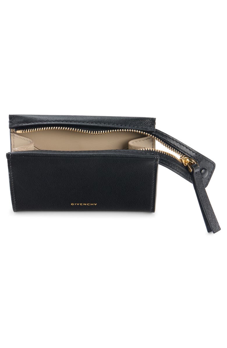 Givenchy Day Leather Zip Card Case, Alternate, color, Black