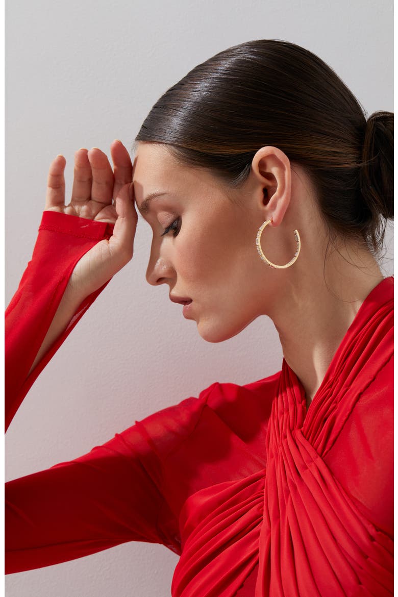 Delphine Cubic Cirzonia Hoop Earrings, Alternate, color, GOLD