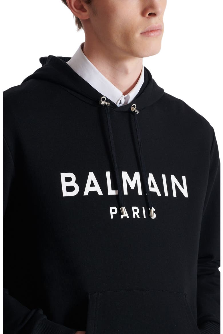 Printed cotton hoodie, Alternate, color, black