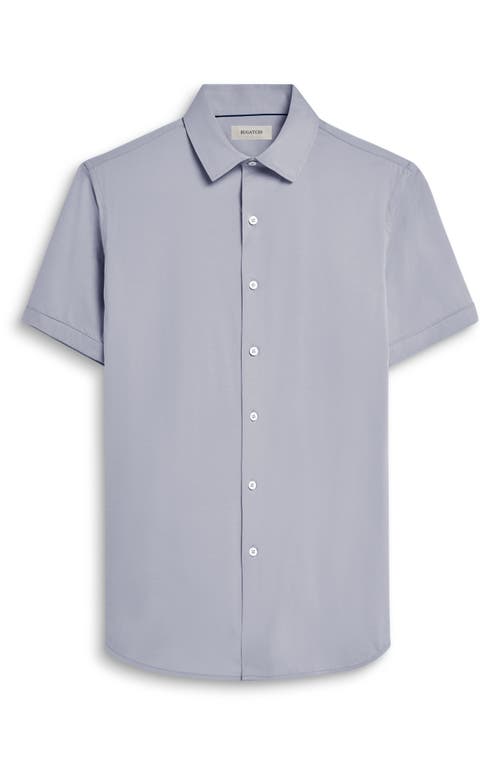 Bugatchi Miles Ooohcotton® Solid Short Sleeve Button-up Shirt In Platinum