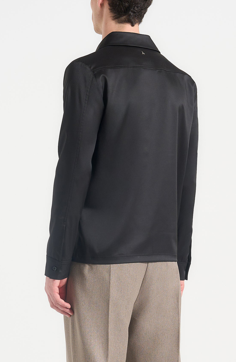 Manière De Voir Alban Satin Double Breasted Shirt, Alternate, color, Black