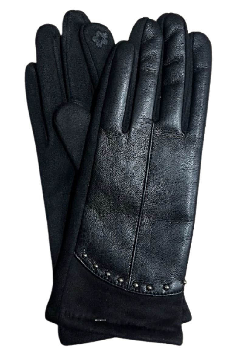 Studded Faux Leather Touchscreen Compatible Gloves, Main, color, BLACK