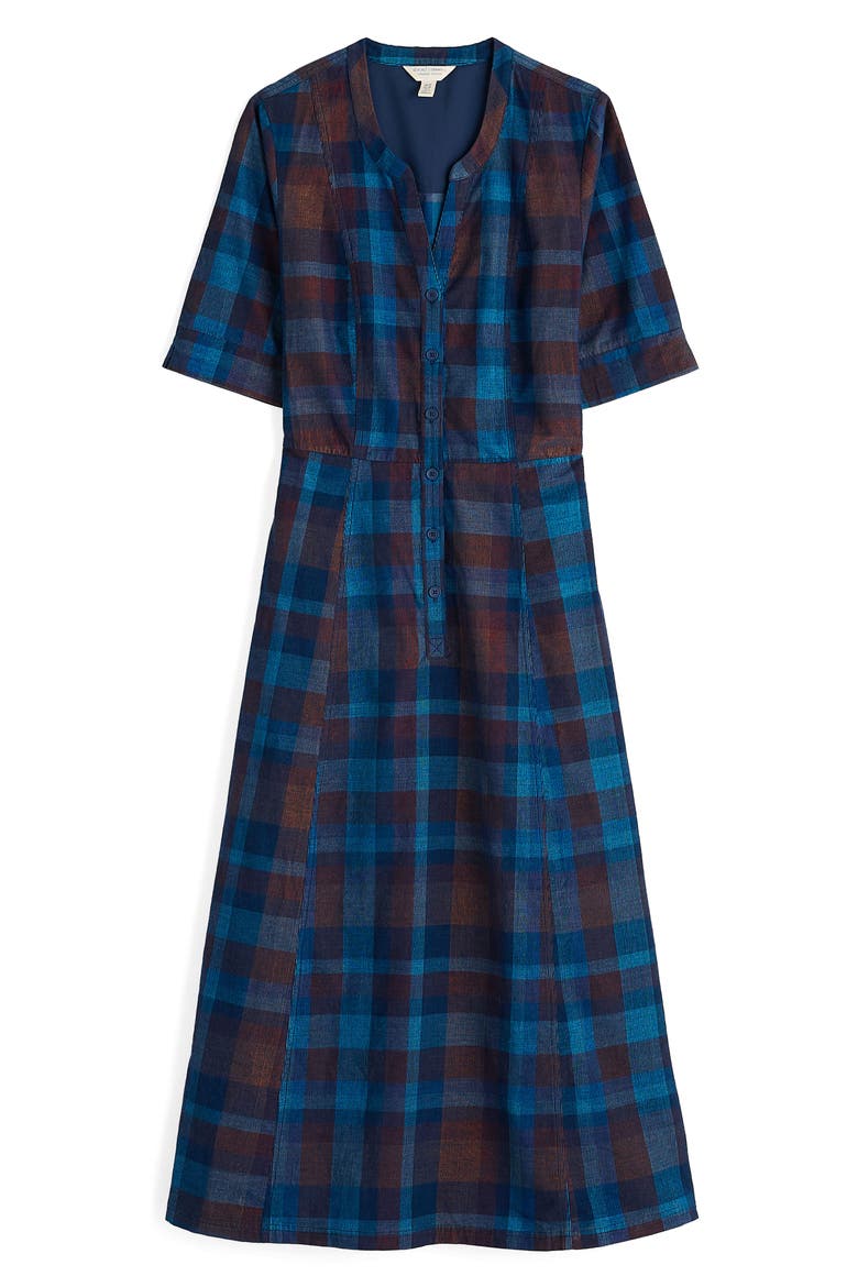 Wightwick Plaid Organic Cotton Denim Midi Dress, Alternate, color, HONESTY SEA CAVE