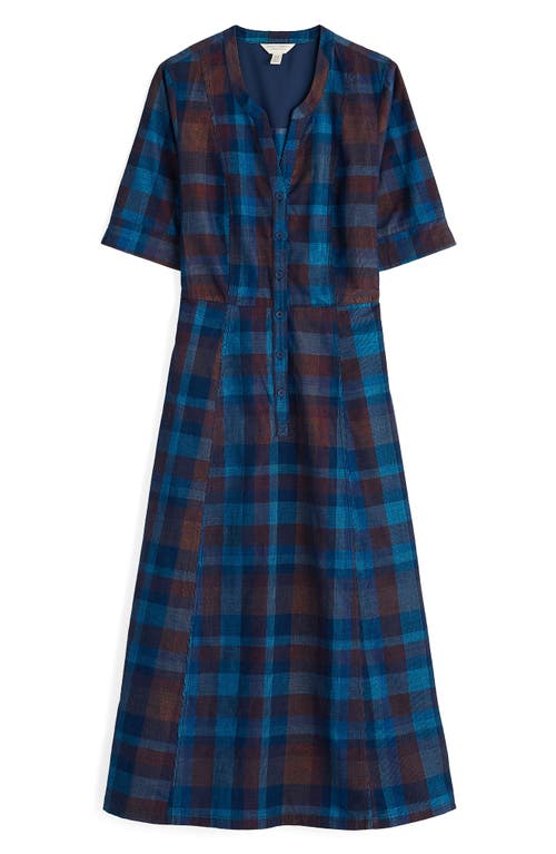 Seasalt Cornwall Wightwick Plaid Organic Cotton Denim Midi Dress In Blue