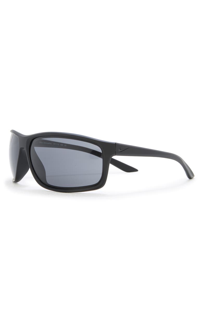 Nike Adrenaline 66mm Rectangular Sunglasses, Alternate, color, Matte Black/ Black/ Dark Grey