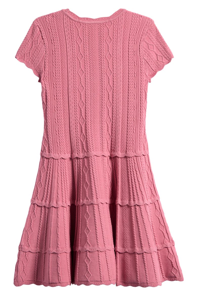 Kids' Reigh Cable & Pointelle Stitch Midi Dress, Alternate, color, PEONY