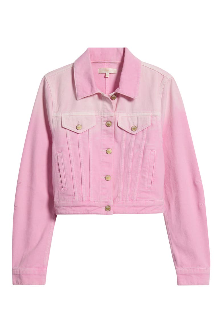 Bardot Ombré Denim Trucker Jacket, Alternate, color, STRAWBERRY SUNRISE