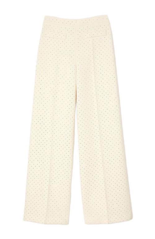 Sandro Tweed Rhinestone-covered Trousers In Ecru