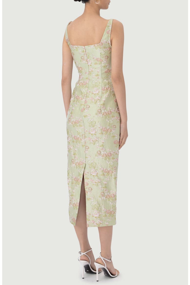 Alice Floral Brocade Bow Detail Cocktail Dress, Alternate, color, PASTEL PISTACHIO