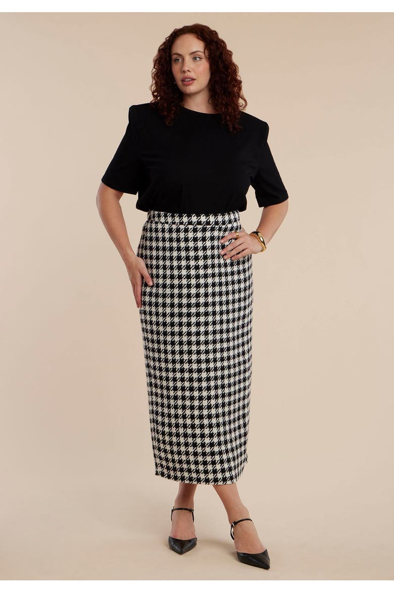 Houndstooth Column Maxi Skirt, Alternate, color, BLACK WHITE HOUNDSTOOTH