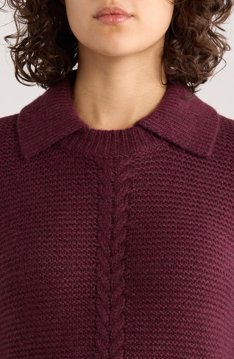 Marine Layer Everly Cable Detail Polo Sweater, Alternate, color, Fig