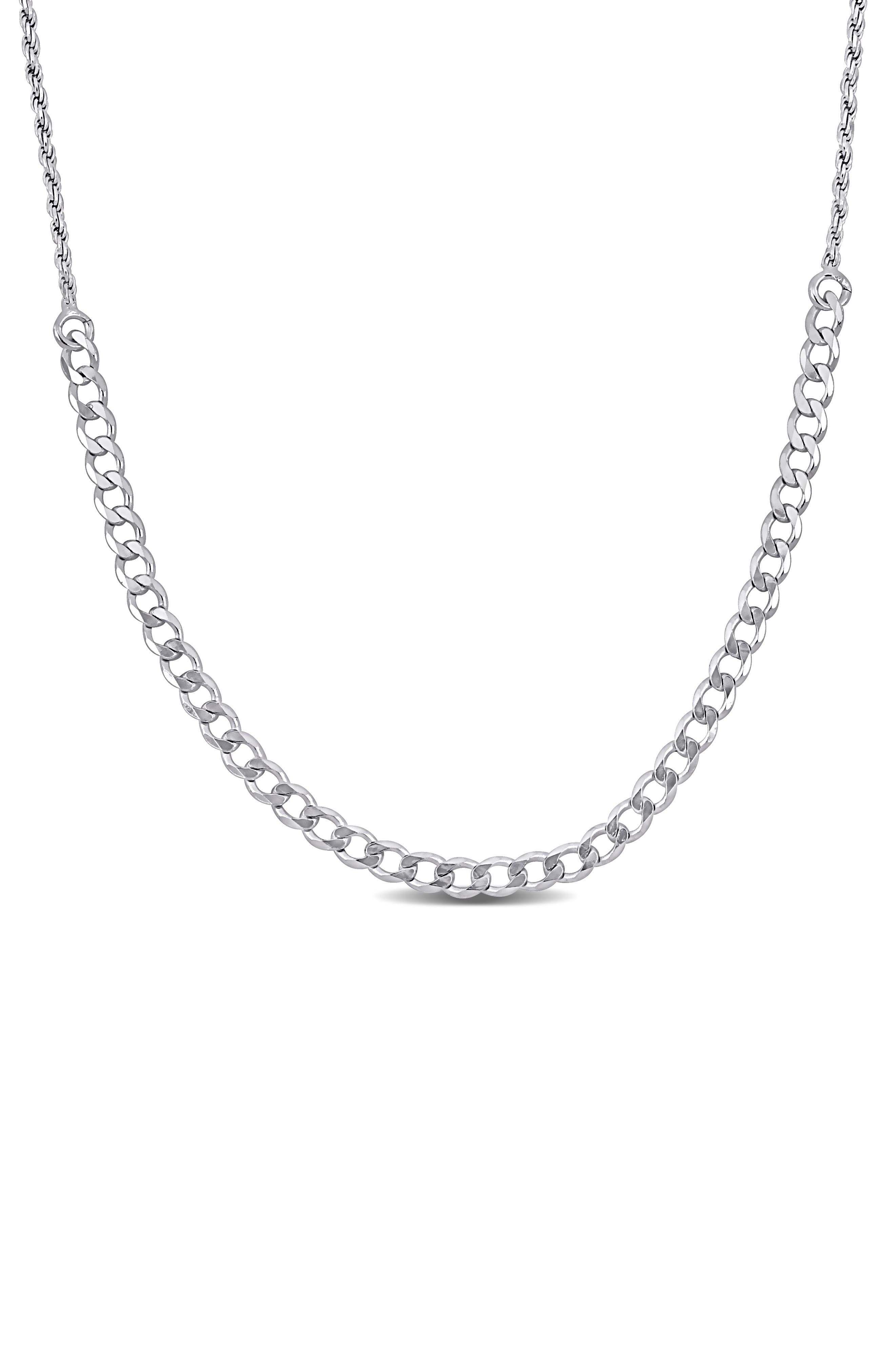 DELMAR Sterling Silver 1.5mm Rope & 3mm Curb Chain Necklace
