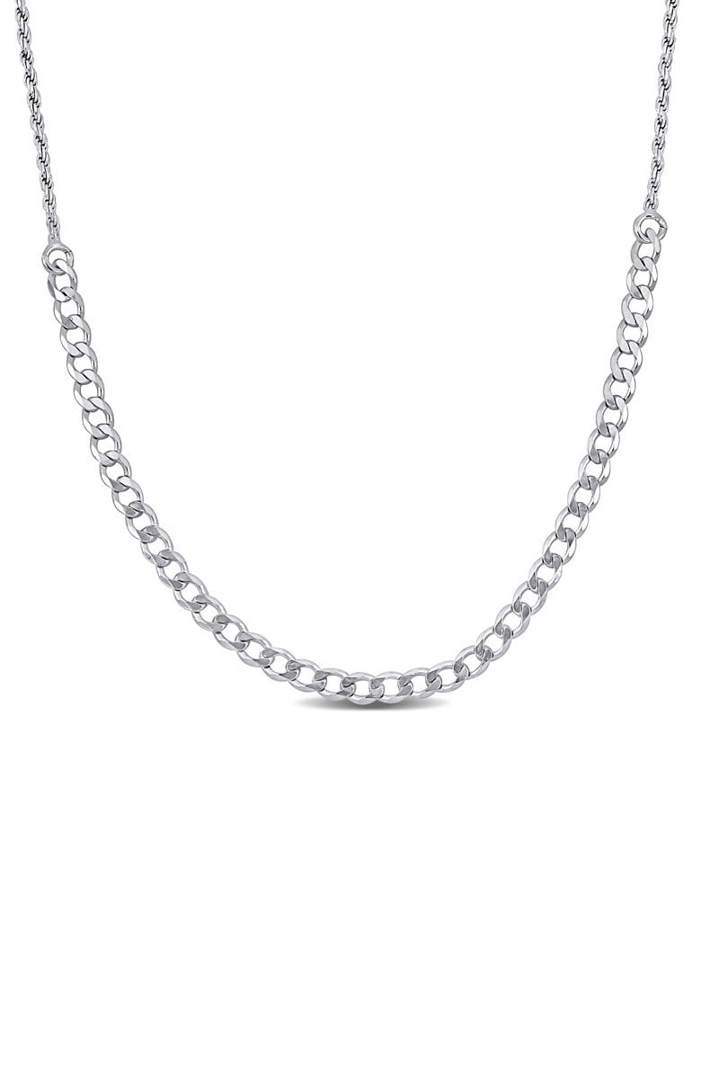 DELMAR Sterling Silver 1.5mm Rope & 3mm Curb Chain Necklace, Main, color, Silver