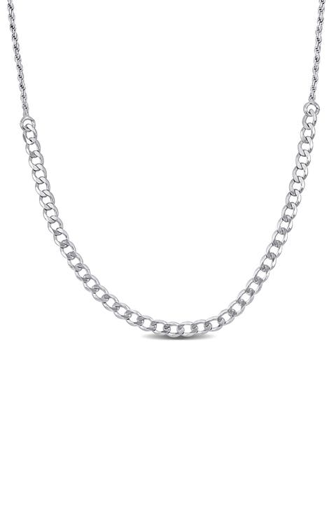 Sterling Silver 1.5mm Rope & 3mm Curb Chain Necklace