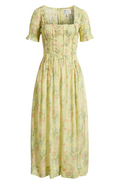 Damson Madder Raphaela Floral Midi Dress In Green