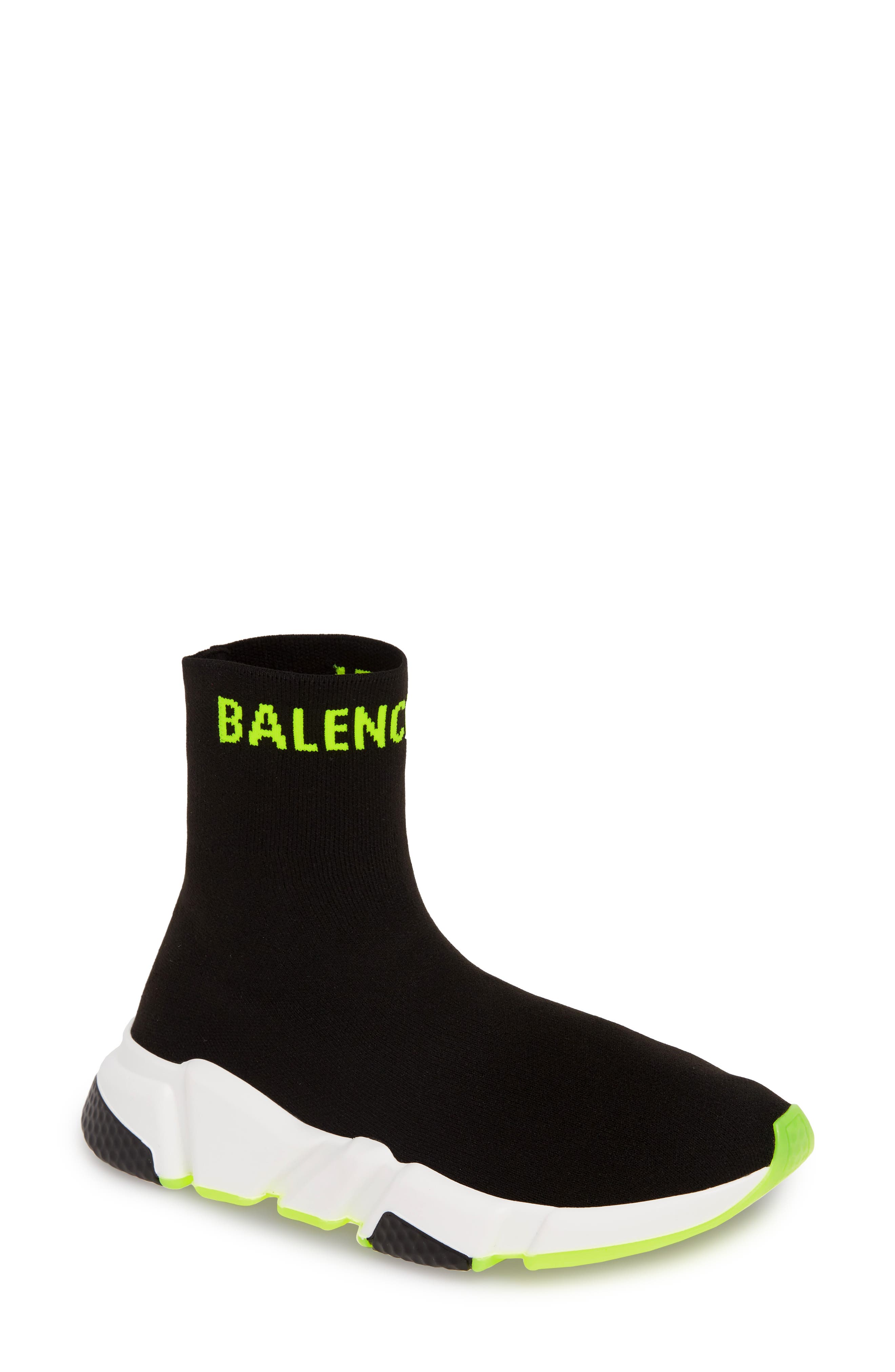 Hi Speed Logo Sock Sneaker, Main, color, BLACK/ YELLOW FLUO