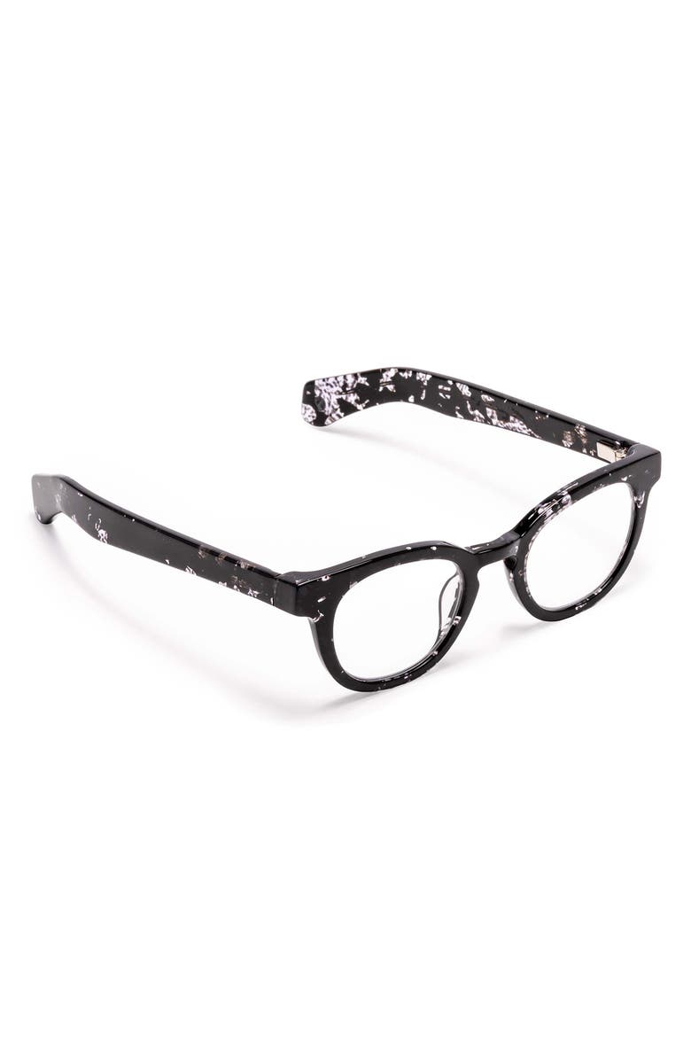 eyebobs Total Wit 45mm Round Blue Light Blocking Glasses, Alternate, color, Black / Crystal Clear Tortoise