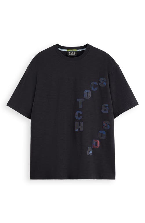 Scotch & Soda Loose Fit Logo Appliqué T-shirt In Black