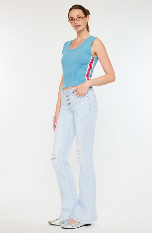 Kancan Harlowe Mid Rise Flare Jeans In Blue