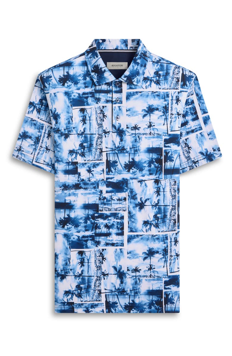 Bugatchi Hendrix Digital Tropical Print Pima Cotton Polo, Alternate, color, Classic Blue