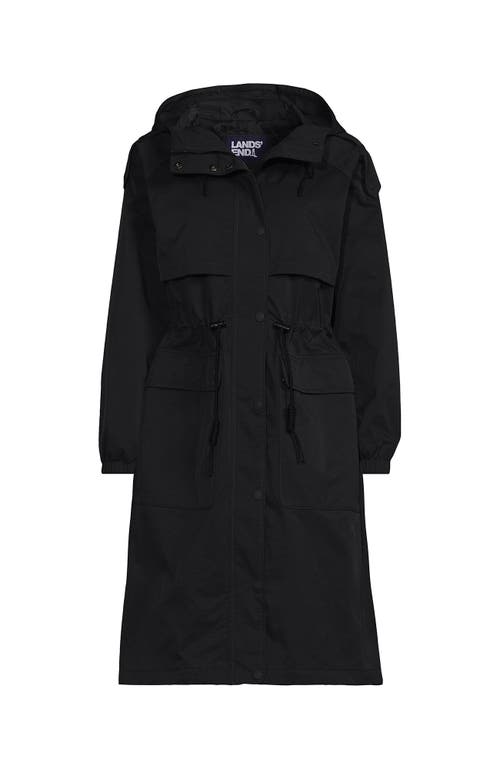 Lands' End Crinkle Raincoat In Black Slate