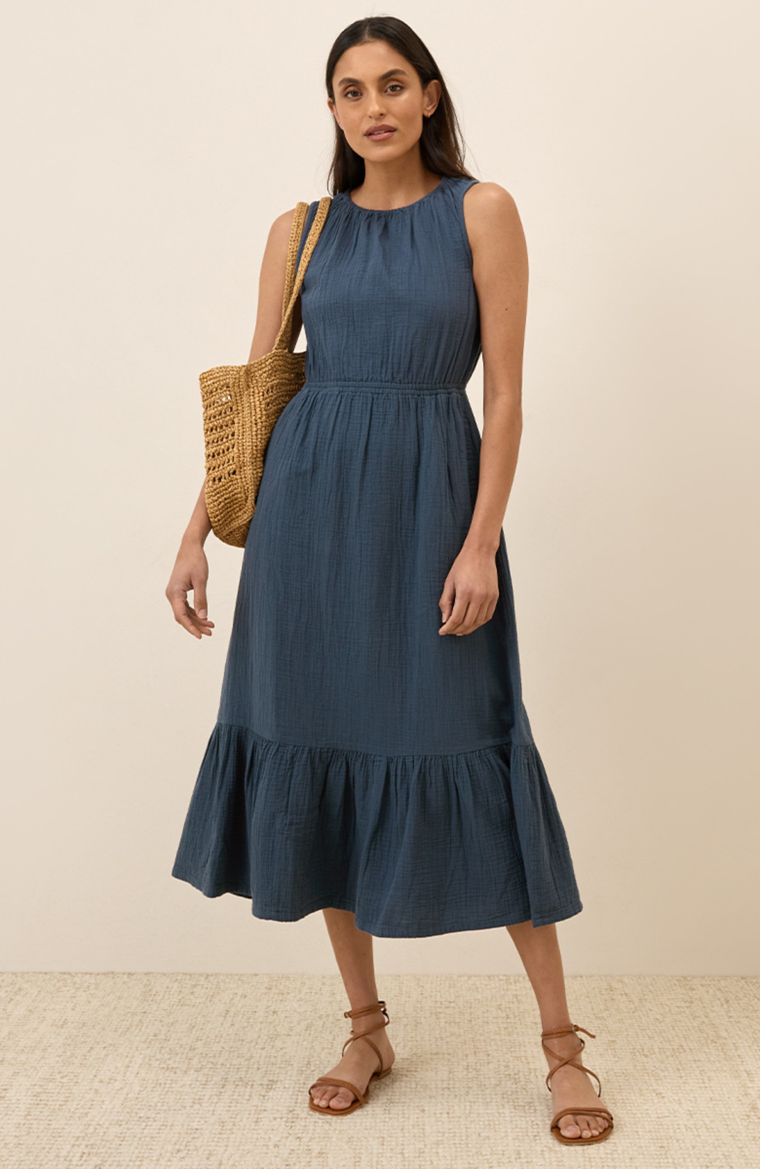 pact coastal double gauze boho midi dress Organic Cotton Coastal Double Gauze Boho Midi Dress