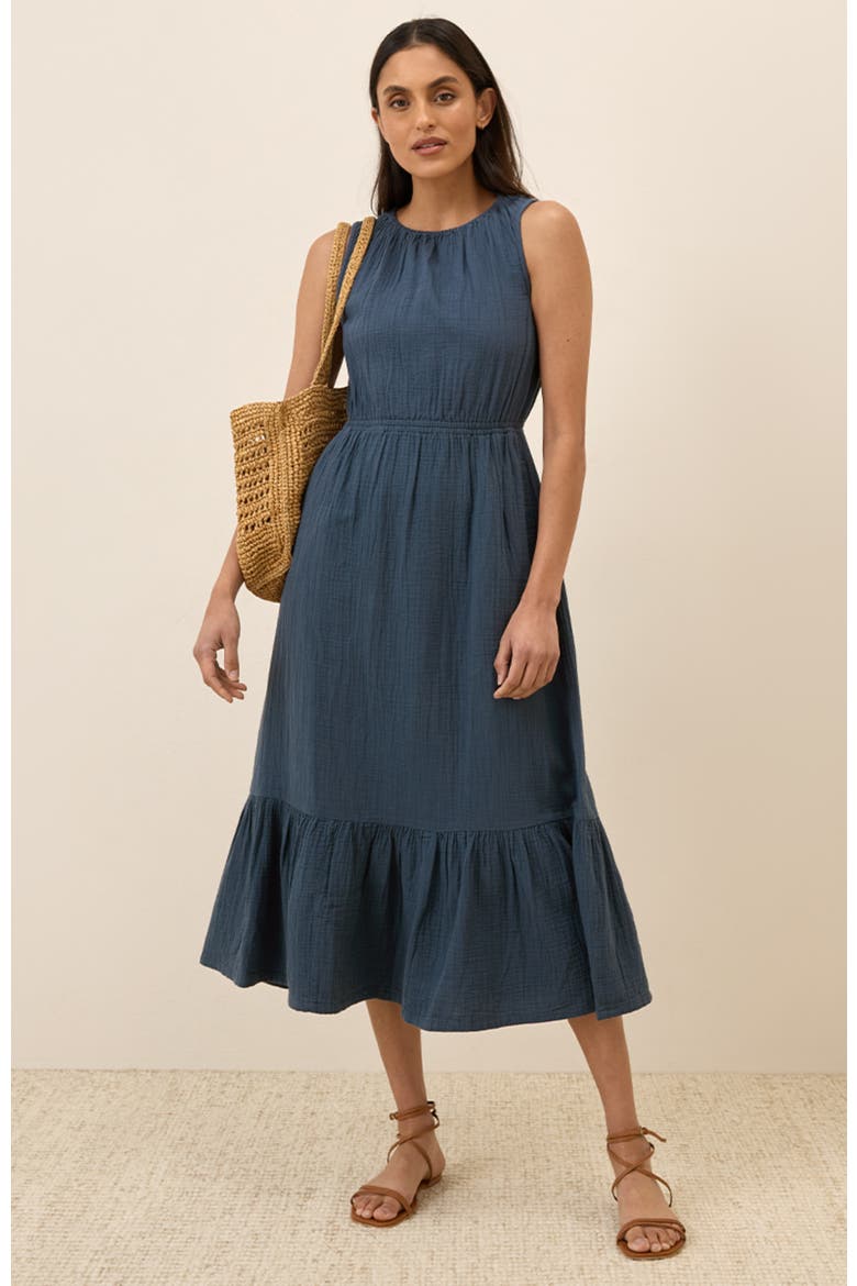 tiered gauze midi dress Plus Size - Tiered Gauze Maxi Dress