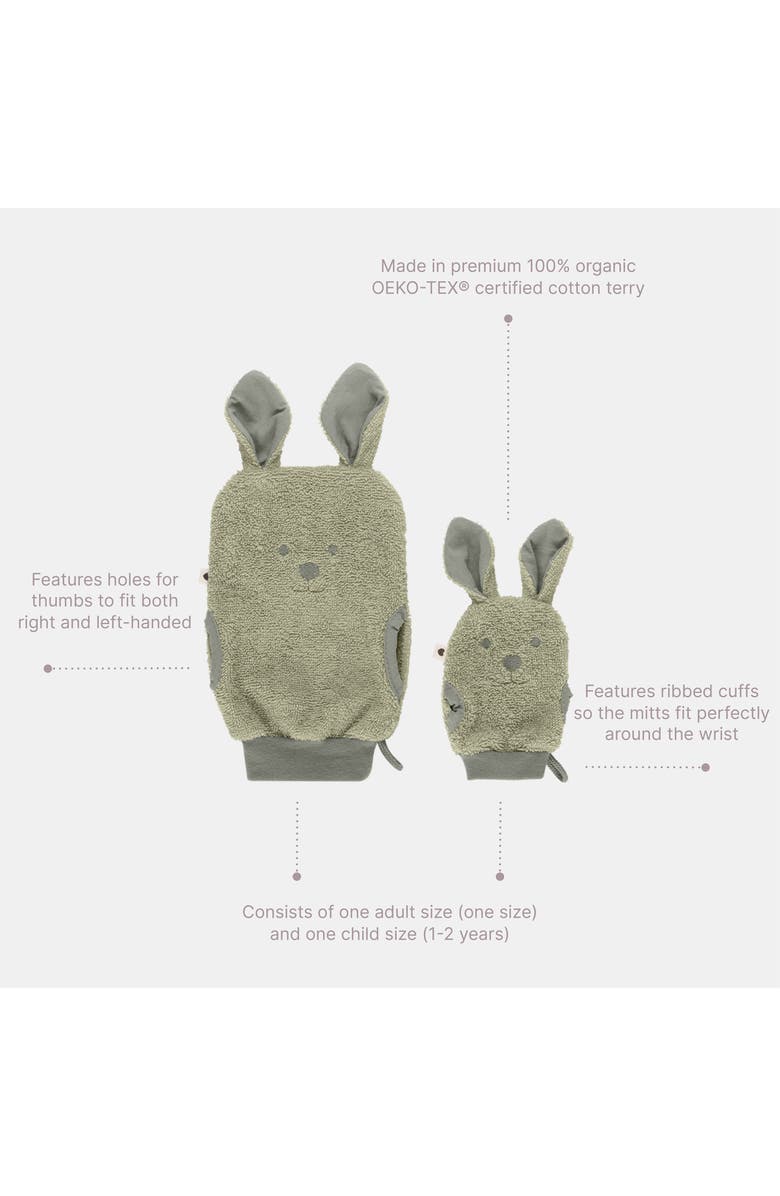 BIBS Kids' Kangaroo Hooded Towel & 2-Pack Washcloth Set, Alternate, color, Vanilla
