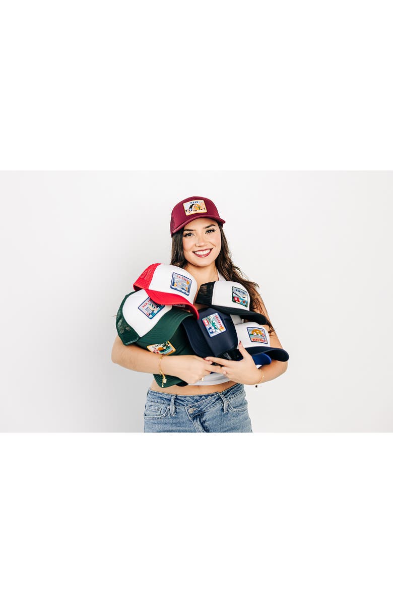 Rey To Z East Coast Postcard Trucker Hat, Alternate, color, Khaki