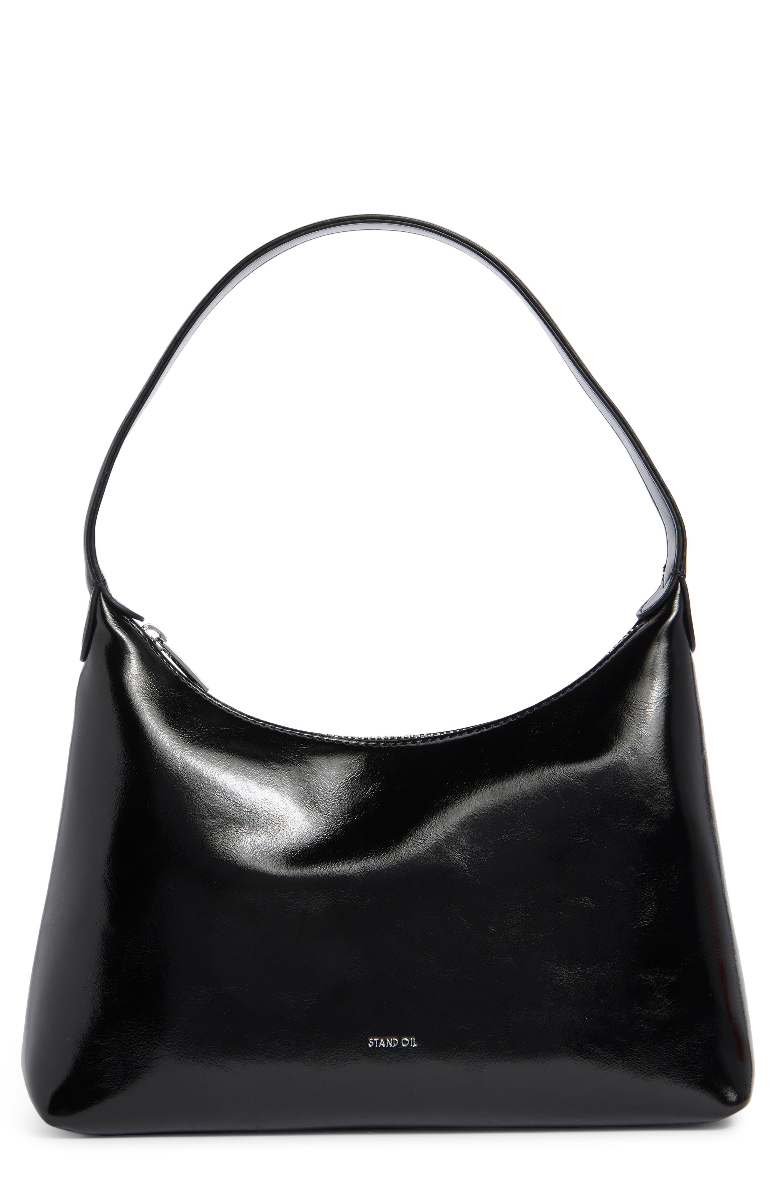 Stand Oil Plump Faux Leather Shoulder Bag in Black 