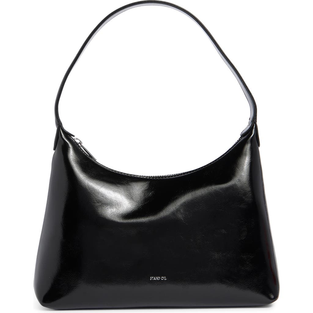 Stand Oil Plump Faux Leather Shoulder Bag In Black