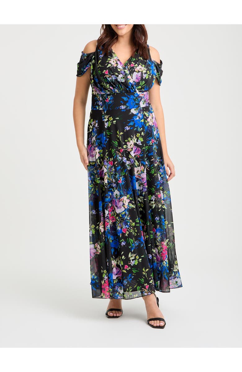 Scarlett & Jo Jasmine Cold Shoulder Maxi Dress, Alternate, color, Black Multi