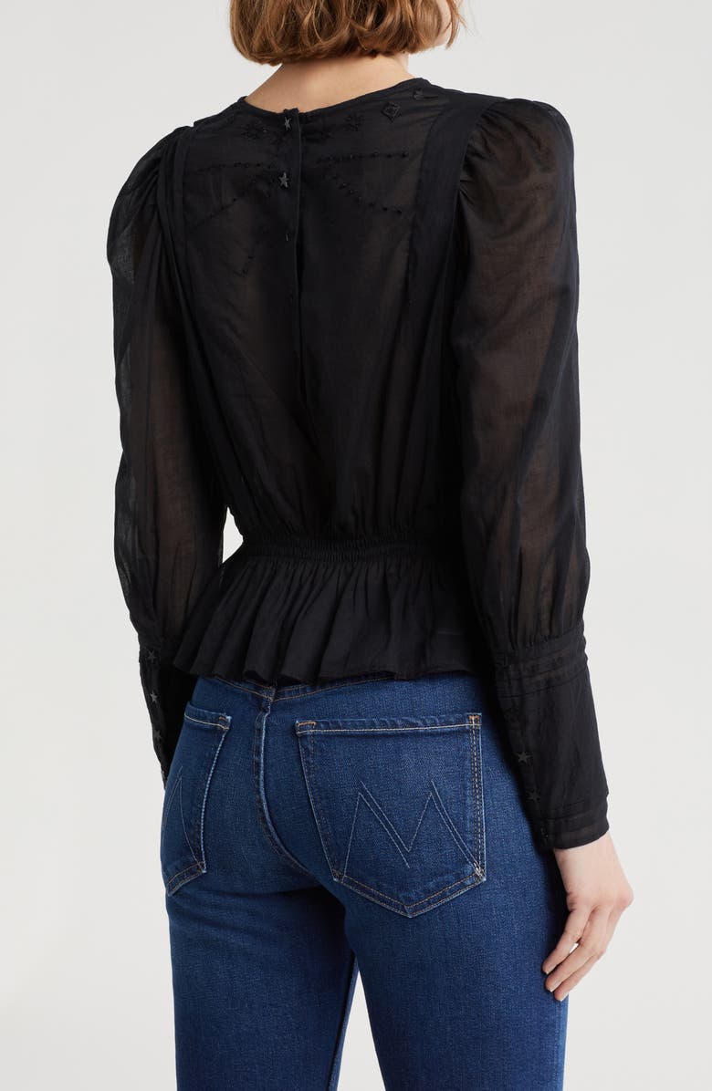 MOTHER Floral & Bow Embroidered Cotton Top, Alternate, color, 