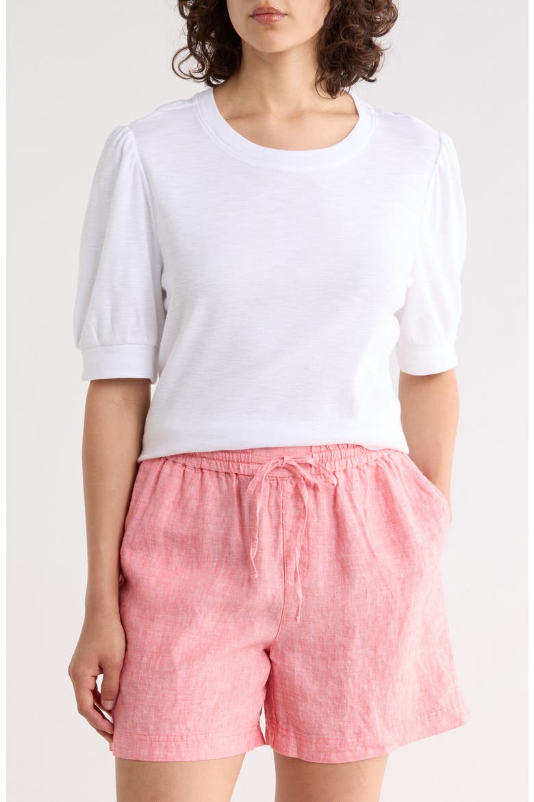 Ashby Isles Puff Sleeve Cotton Top, Main, color, WHITE