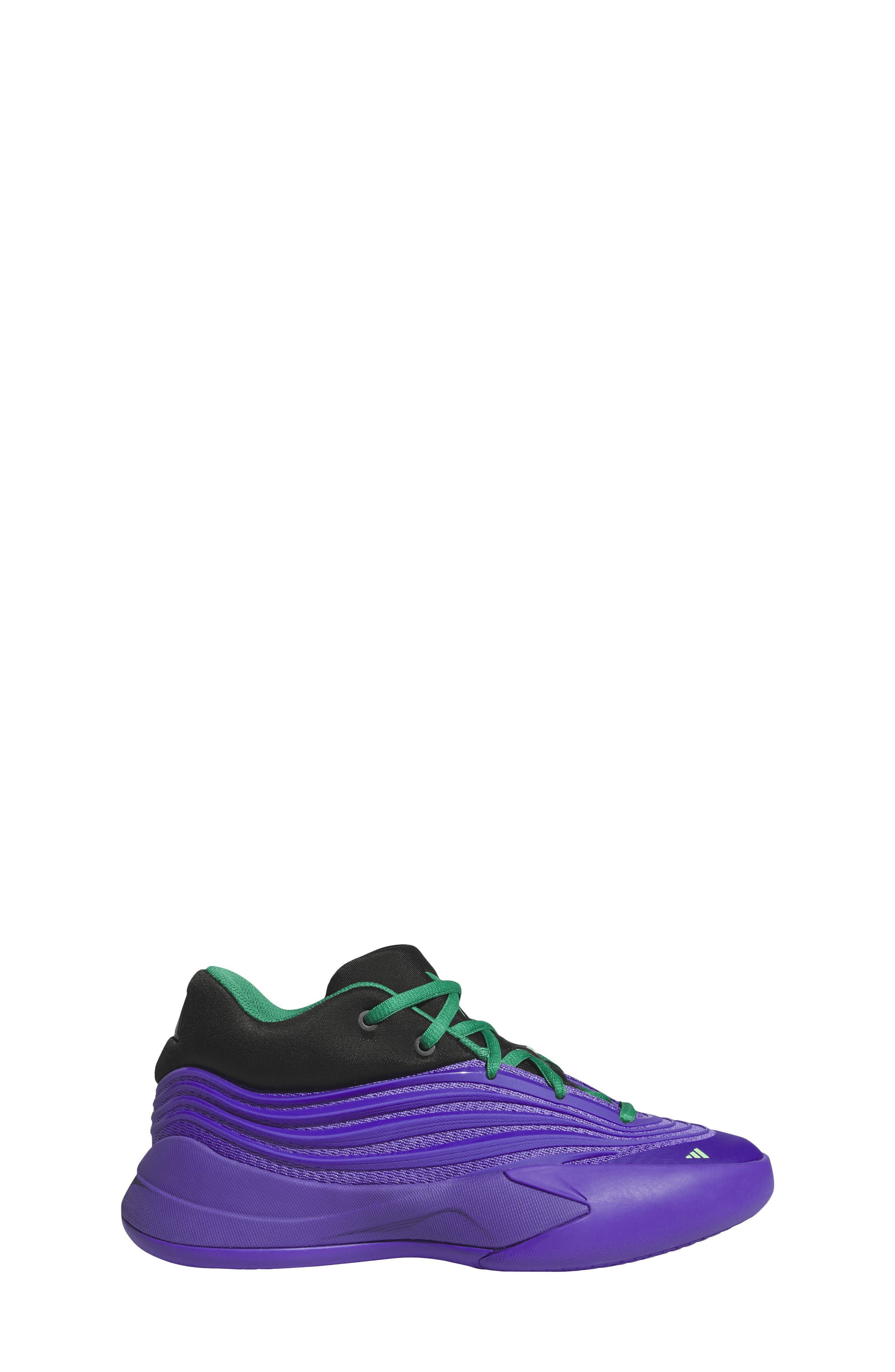 adidas Kids
 Dame X Basketball Shoe, Alternate, color, Purple Rush/Black/Court Green