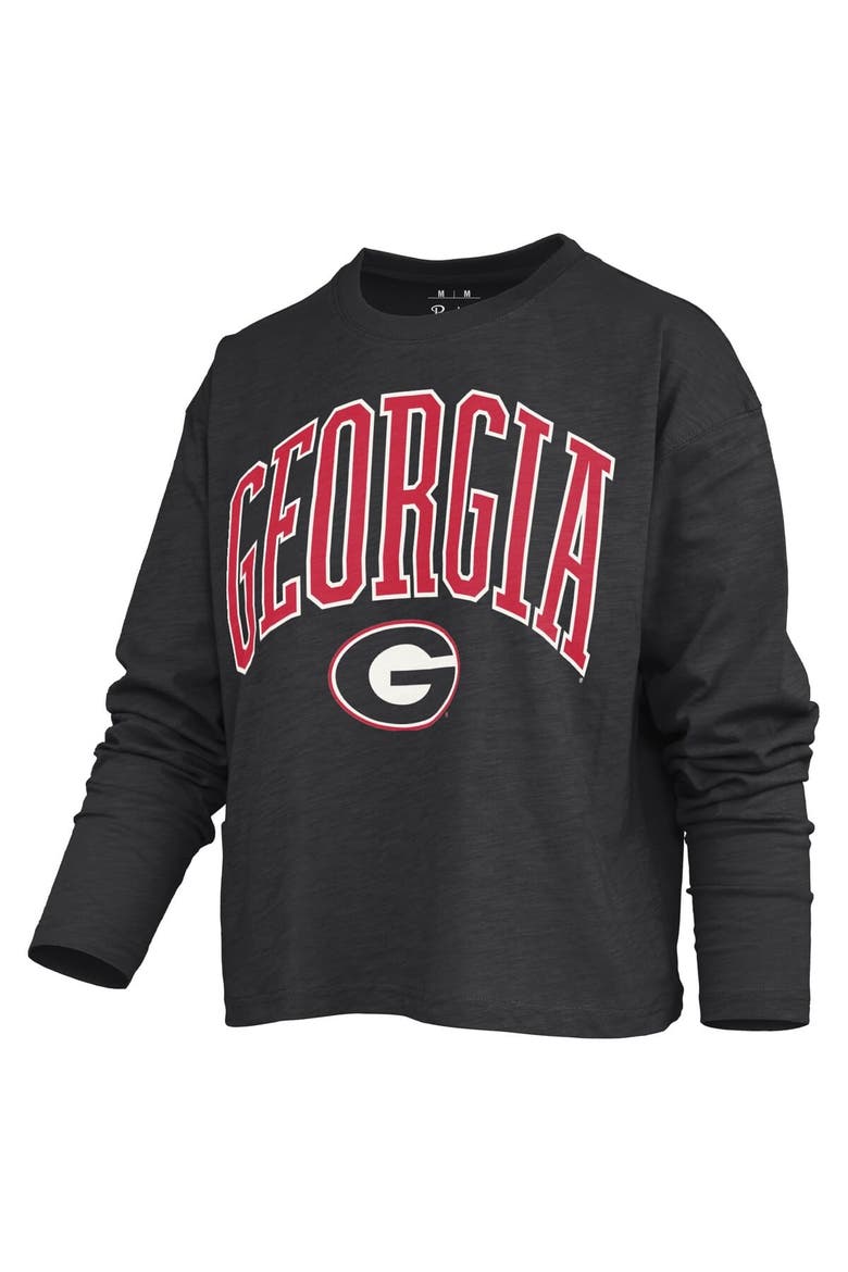 Women's Pressbox Black Georgia Bulldogs Motley Boxy Waist-Length Long Sleeve T-Shirt, Alternate, color, Black