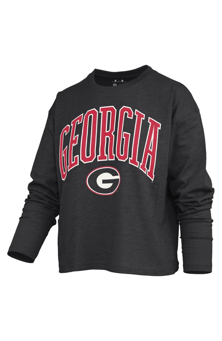 PRESSBOX Women's Pressbox Black Georgia Bulldogs Motley Boxy Waist-Length Long Sleeve T-Shirt, Alternate, color, Black