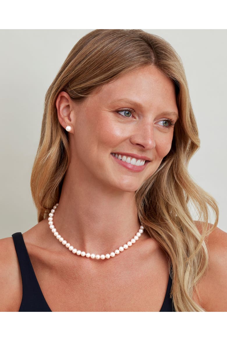 7.0-7.5mm Japanese Akoya White Choker Length Pearl Necklace - AA+ Quality, Main, color, White Gold Clasp