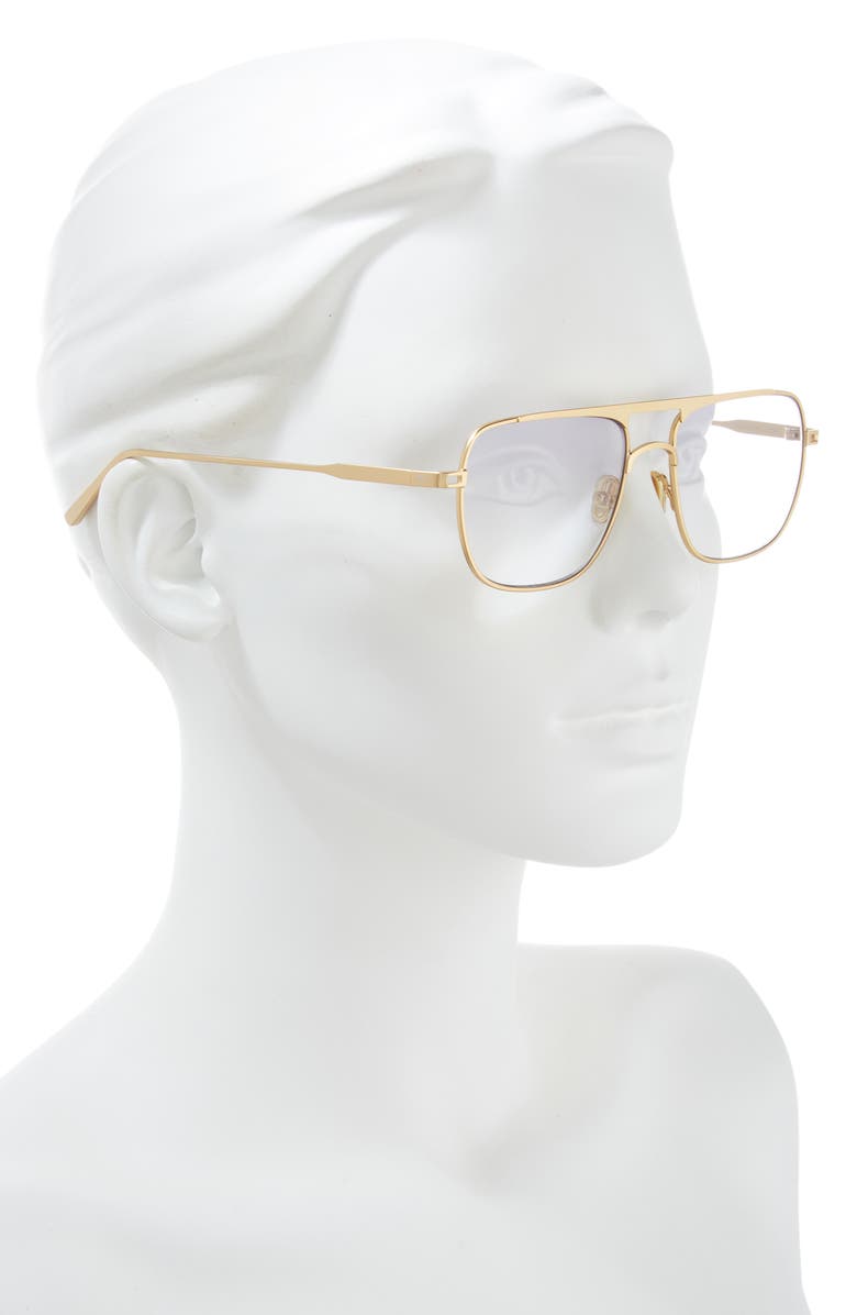Elisa Johnson Jane 54mm Flat Top Navigator Sunglasses, Alternate, color, Gold Metal