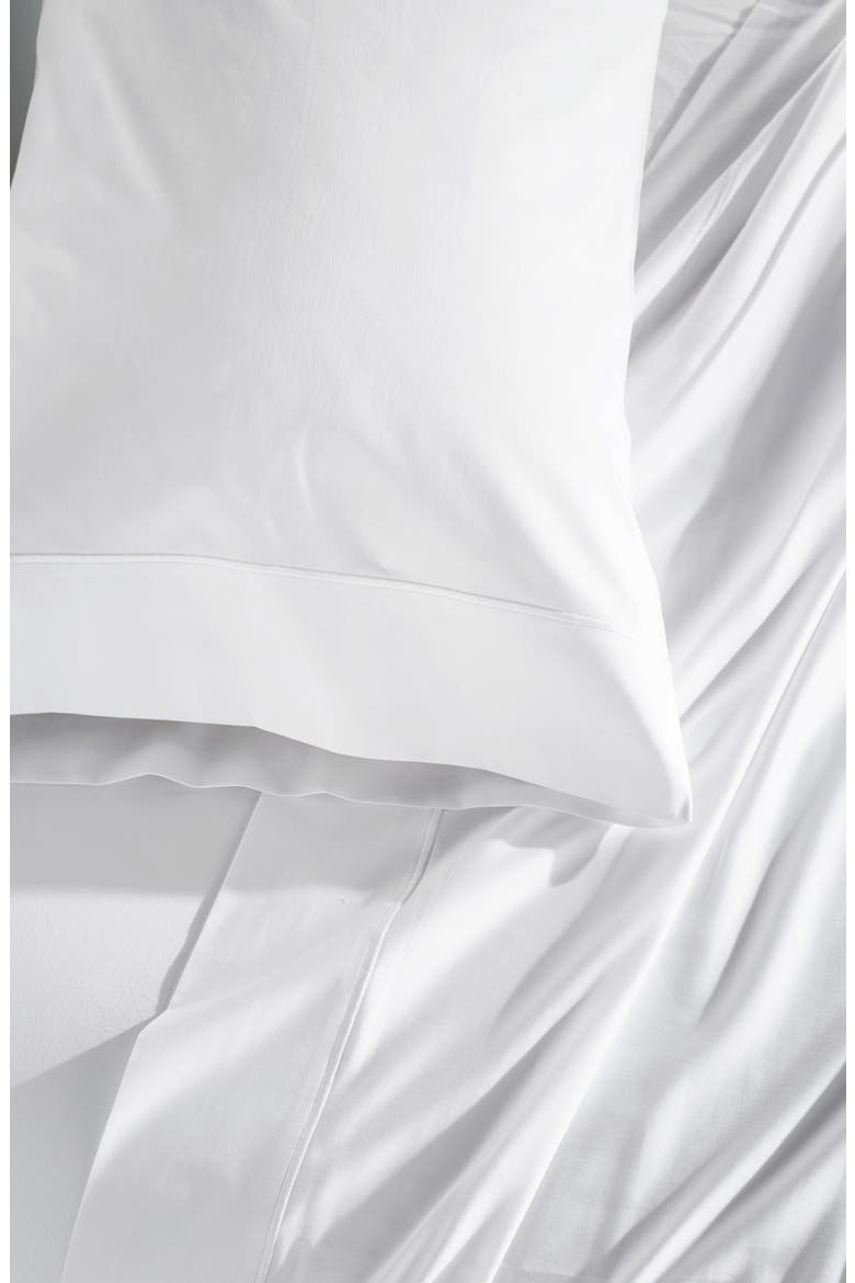 Indulgence Cotton & Silk Flat Sheet, Alternate, color, WHITE