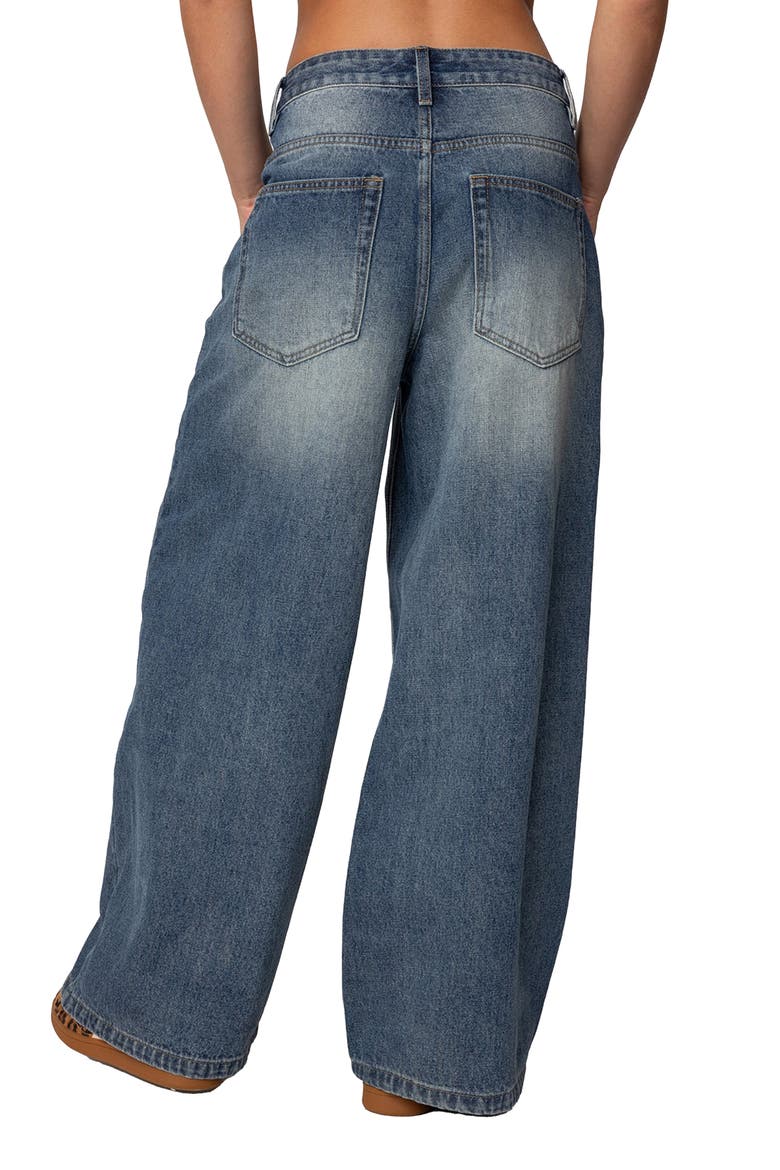 Skater Low Rise Nonstretch Wide Leg Jeans, Alternate, color, BLUE-WASHED