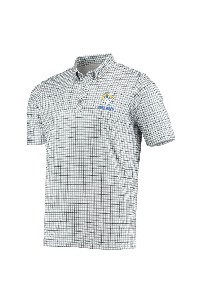 Men's Antigua Gray/Black Los Angeles Rams Deliver Button-Down Polo, Alternate, color, White
