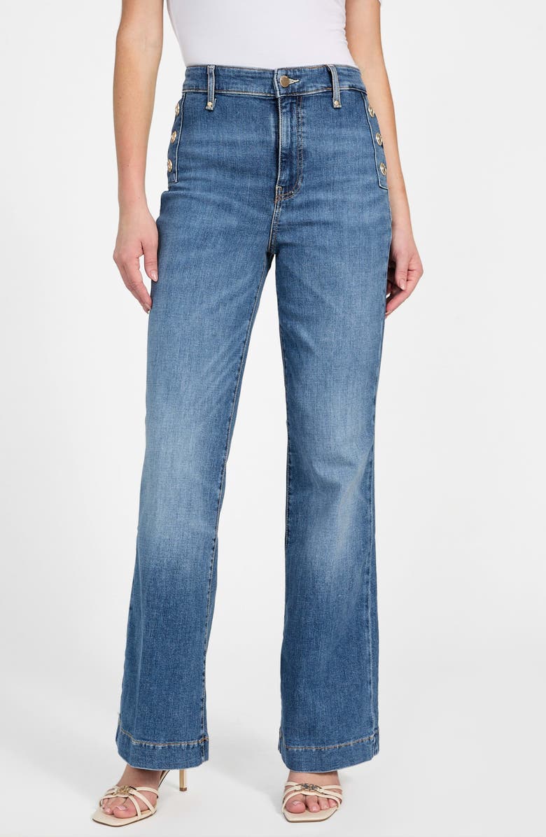 GUESS New Faye High Waist Flare Leg Jeans, Main, color, Simplicity