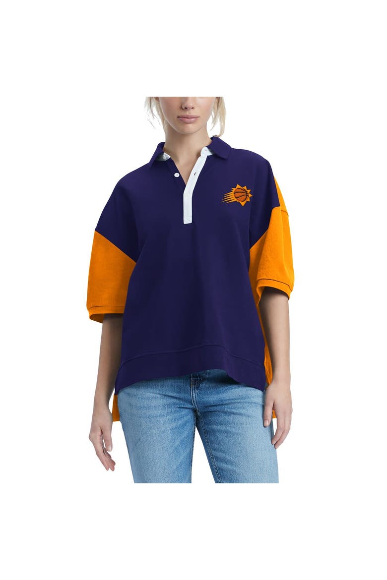 Women's Tommy Jeans Purple Phoenix Suns Taya Puff Sleeve Pique Polo Shirt, Alternate, color, Purple