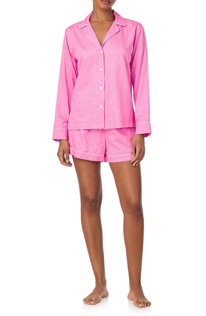 Lauren Ralph Lauren Polka Dot Cotton Blend Short Pajamas, Main, color, Pink Print